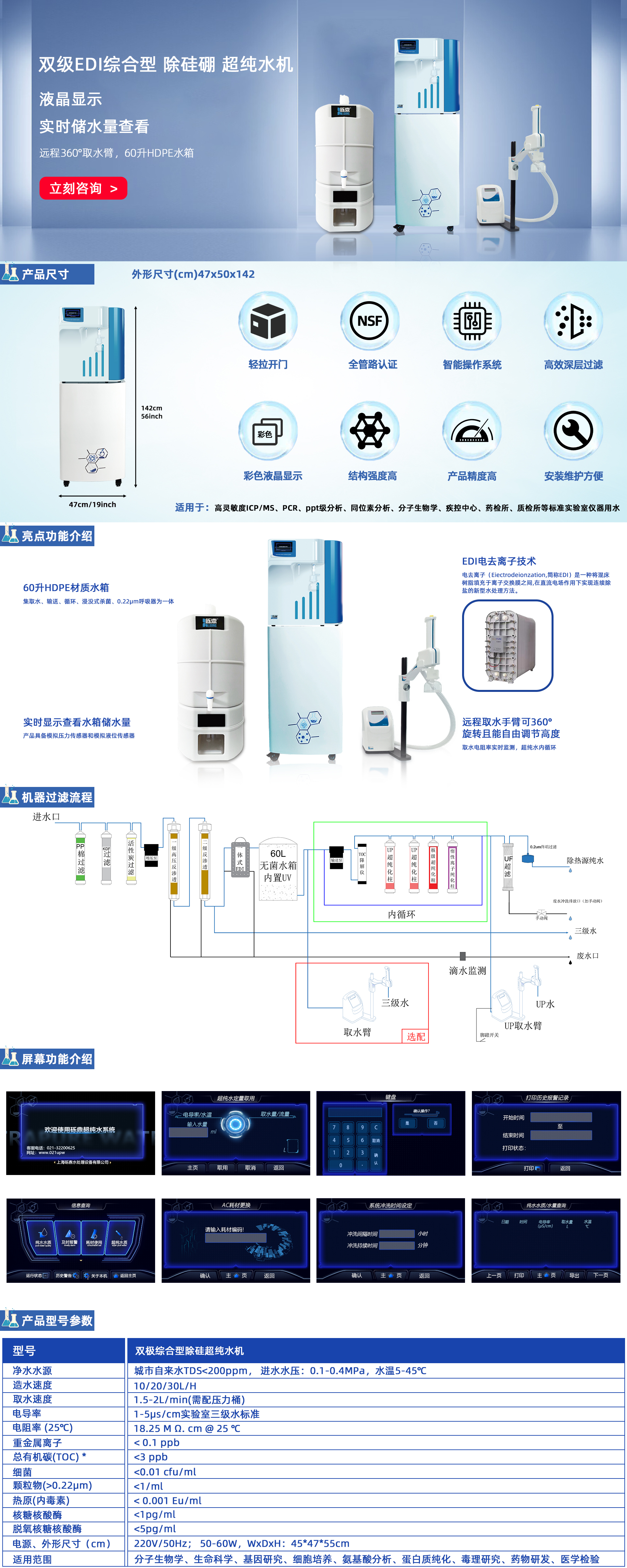 雙級EDI綜合型 除硅硼 超純水機(jī) 